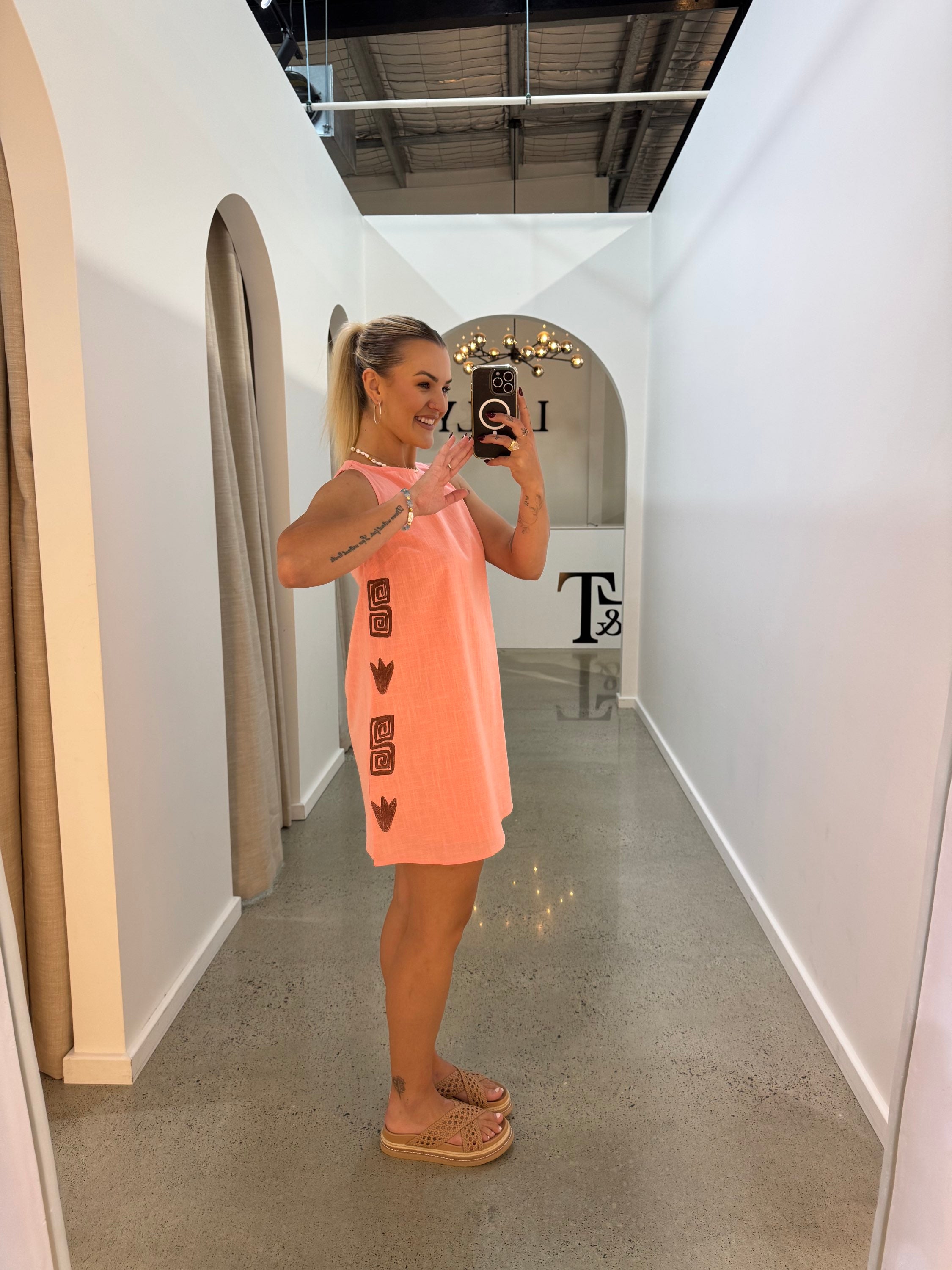 BY FRANKIE / PEACH CHOC SIDE PANEL SHIT DRESS / 144-12