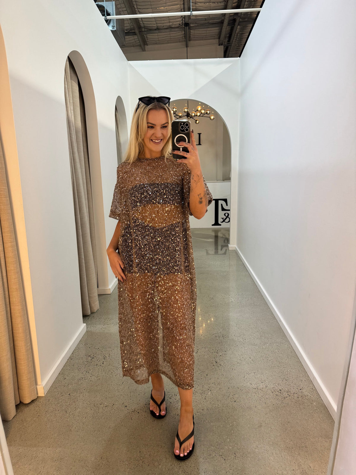 BY FRANKIE / MOCHA SEQUIN DRESS / 699-1