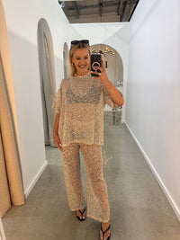BY FRANKIE / SEQUINS KNIT PANT / BEIGE / 694-1
