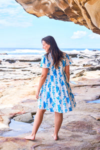 Denise Dress - White/blue