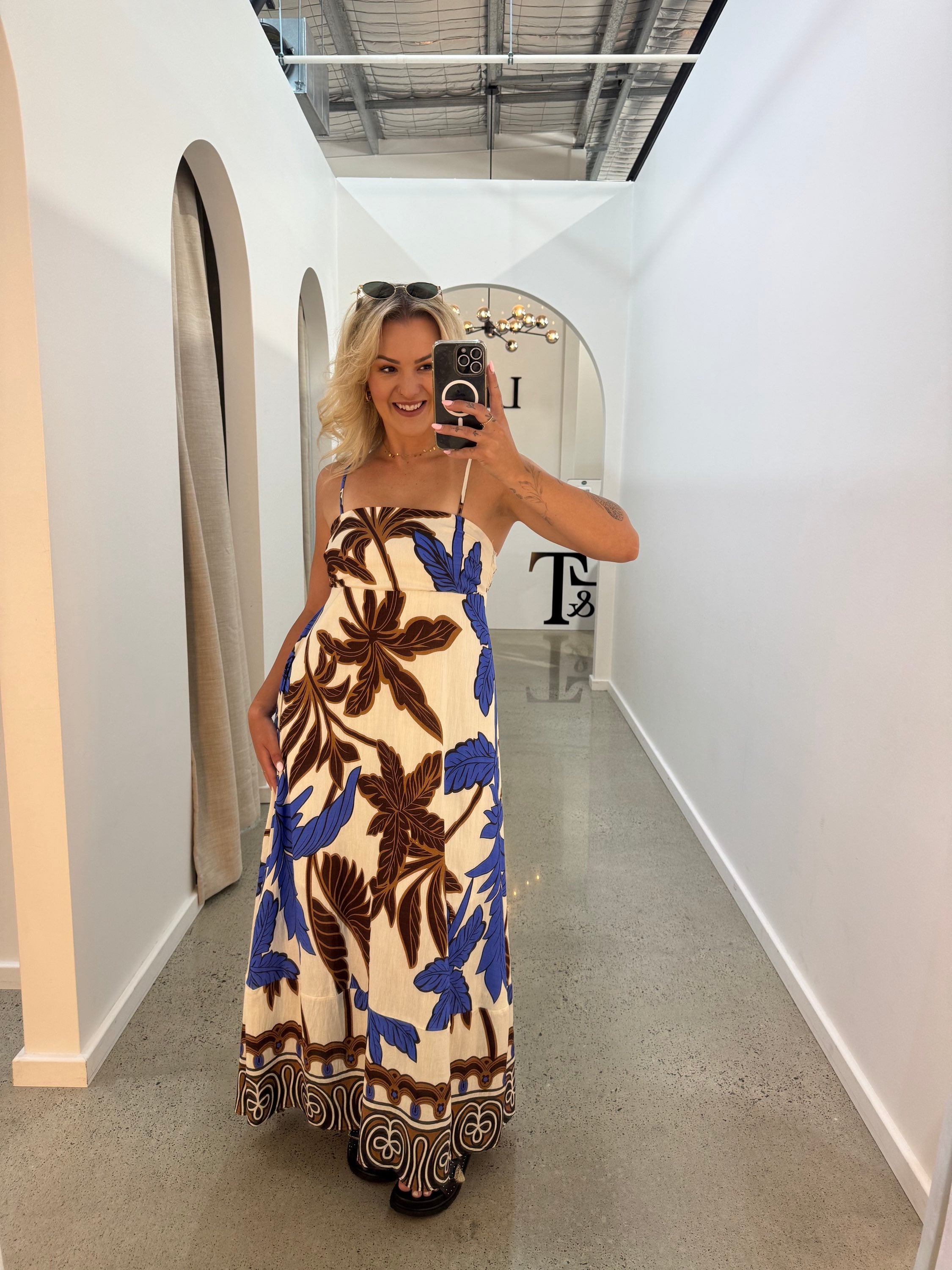 BY FRANKIE / CHOC - BLUE PALM DRESS / 902-28