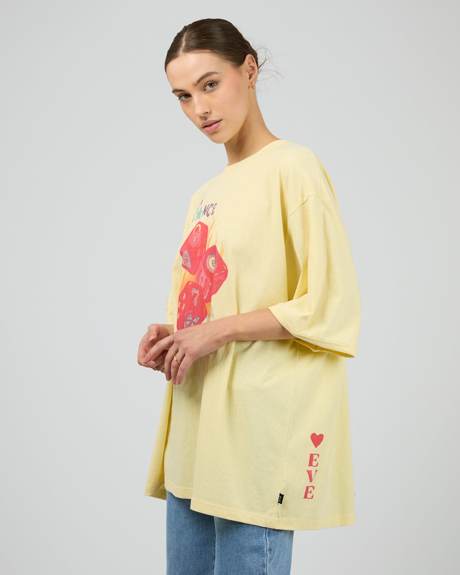 ALL ABOUT EVE / SNAKE EYES OVERSIZED TEE / LEMON / 6469033