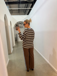 BY FRANKIE / CHOCOLATE - BLUE STRIPE TOP / 981-1