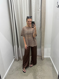 BY FRANKIE / BROWN SEQUINS TOP / 985-1