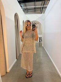 BY FRANKIE / SEQUINS KNIT SKIRT / BEIGE  / 163-2