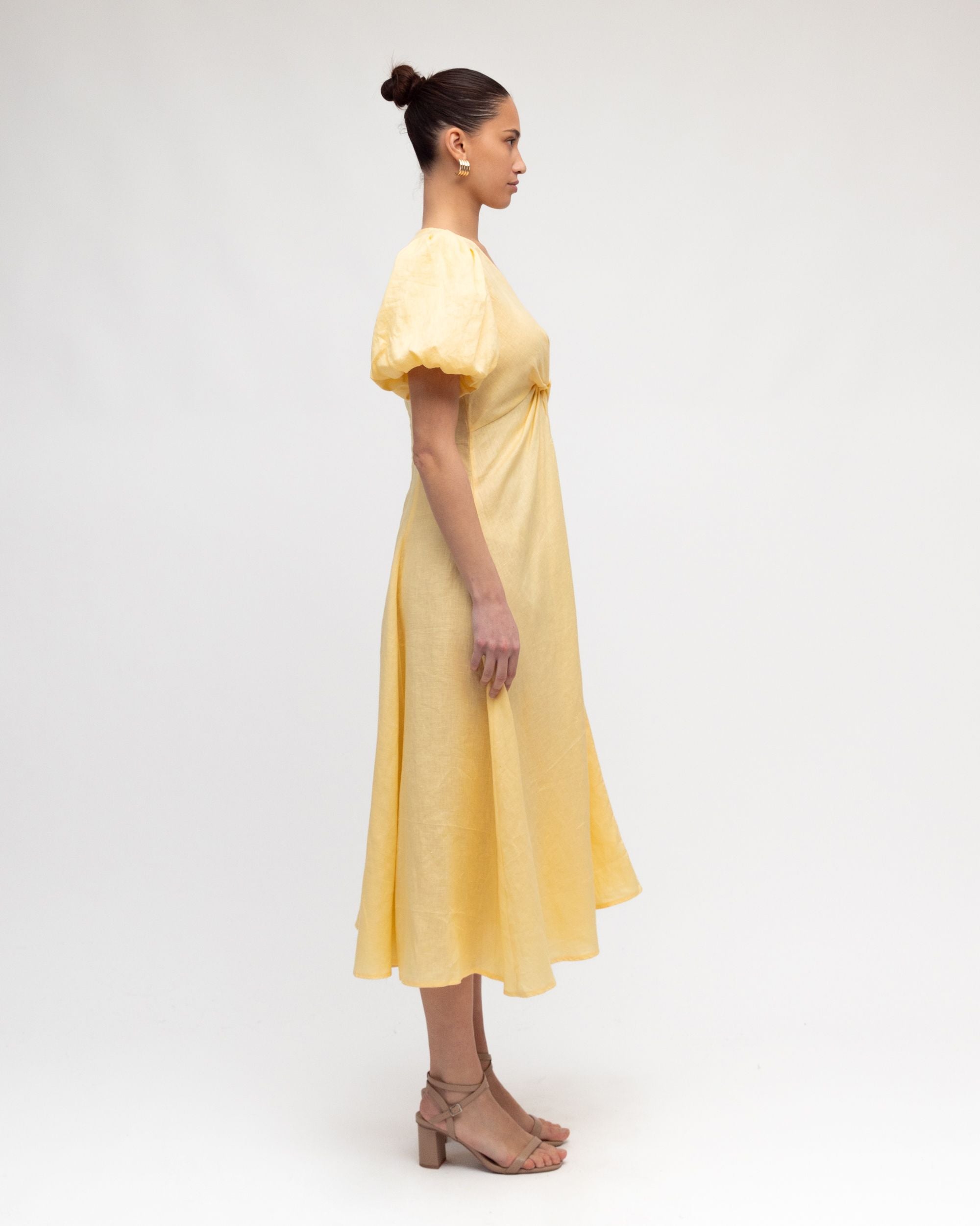 WHITE CLOSET / LEMON TWIST LINEN DRESS / TFL8545-27