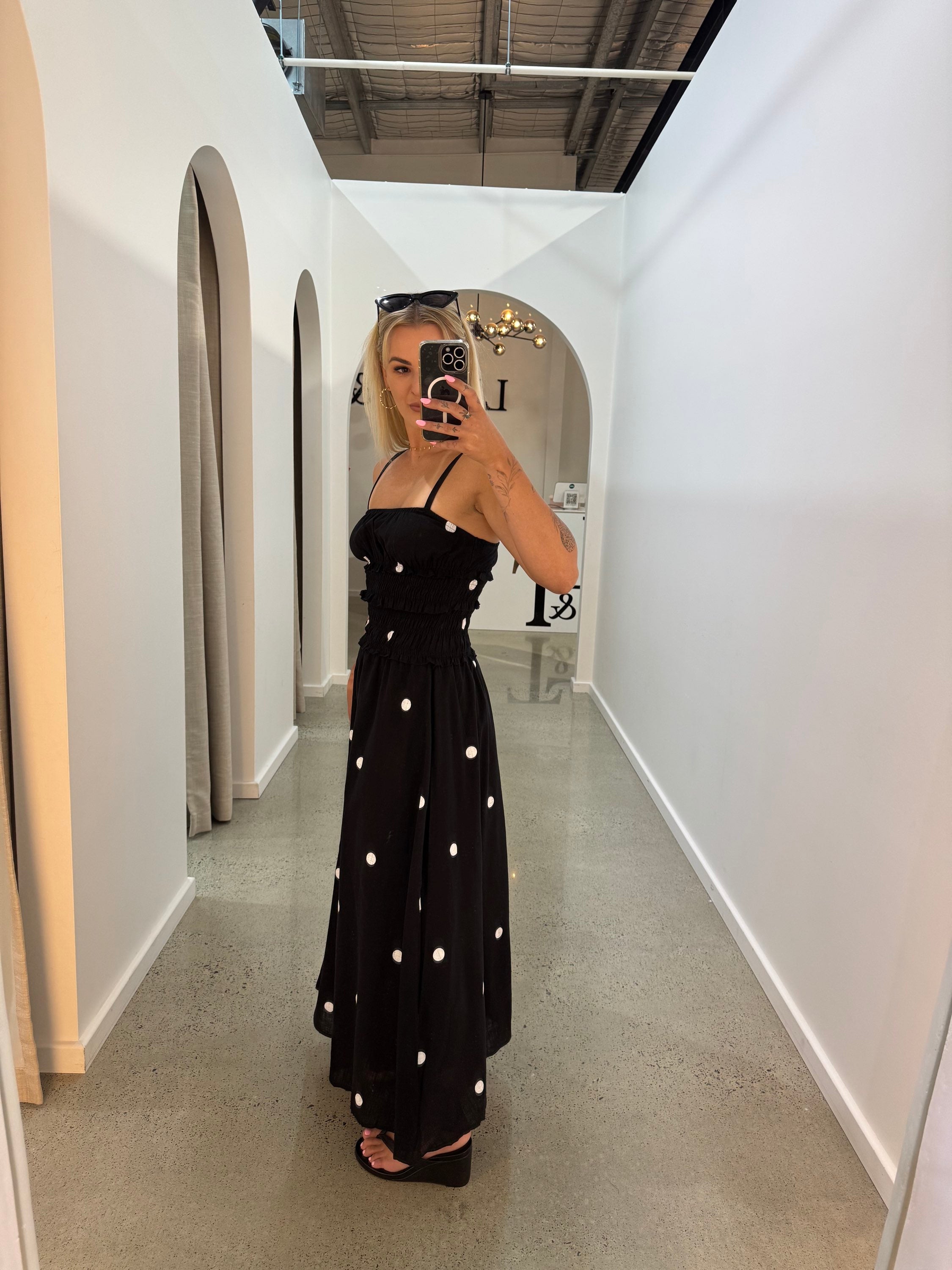 BY FRANKIE /  BLACK  POLKA MAXI DRESS / 290-1
