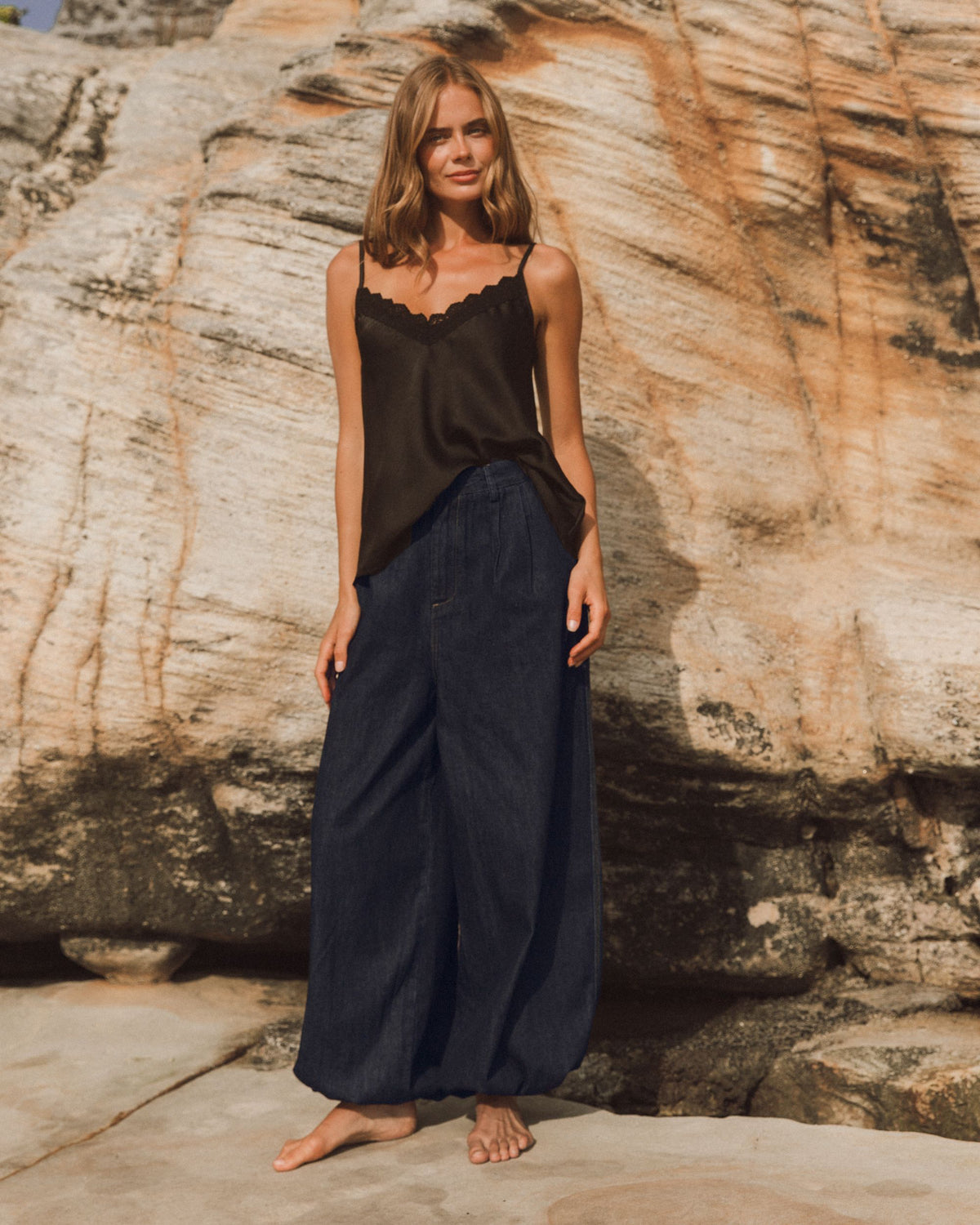 EBBY & I / HAREM INDIGO DENIM PANTS / VV11772