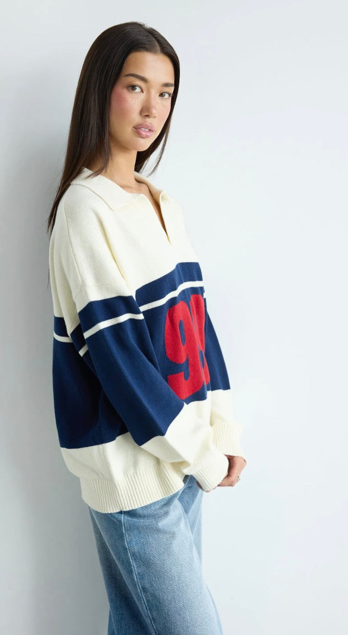ABRAND / 99 RUGBY KNIT TOP / A62N03