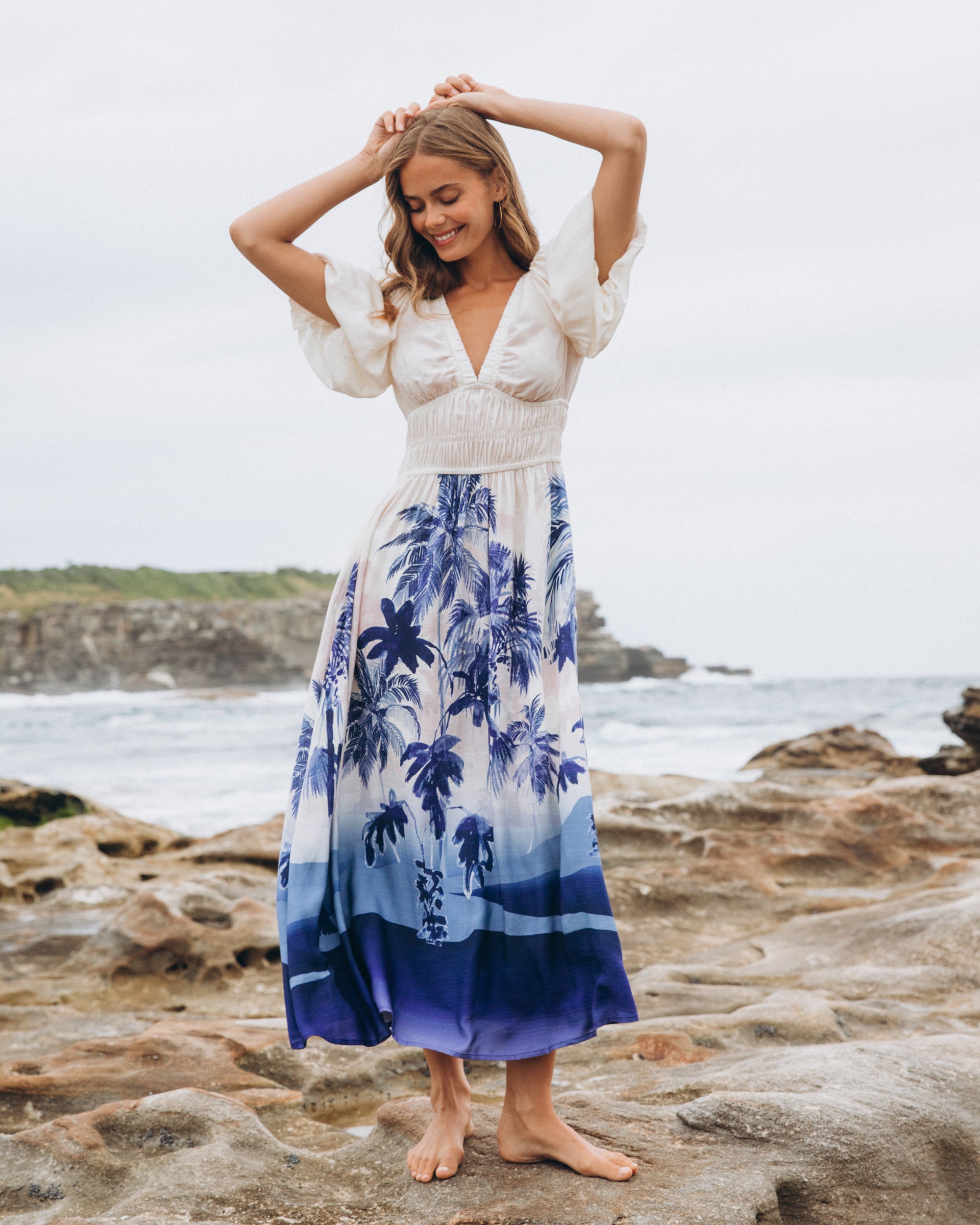 LABEL OF LOVE / INDIGO ISLAND MIDI DRESS / LOLE11066-7