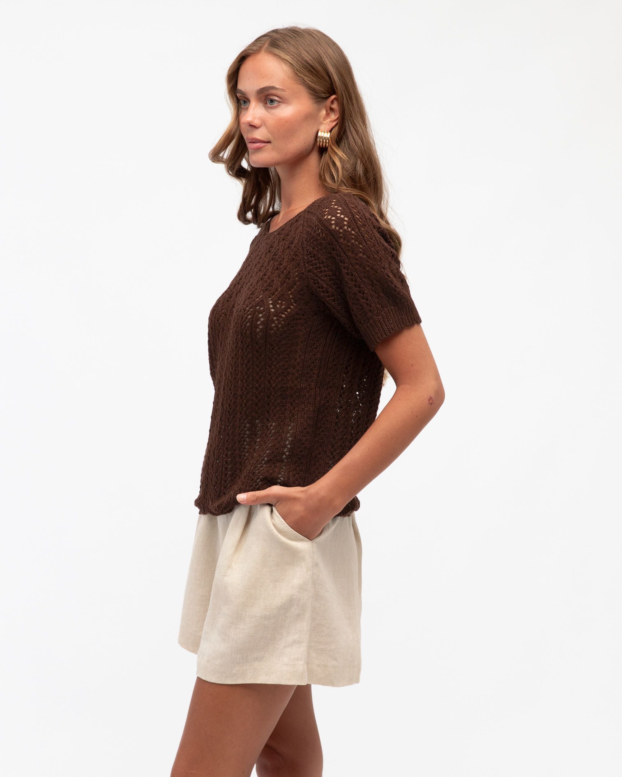 WHITE CLOSET / JASMINE CROCHET KNIT TEE / TF11215