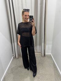 BY FRANKIE / BLACK SEQUINS TOP / 985-3