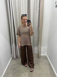 BY FRANKIE / BROWN SEQUINS TOP / 985-1