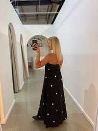 BY FRANKIE / BLACK POLKA STRAPLESS DRESS / 930-61