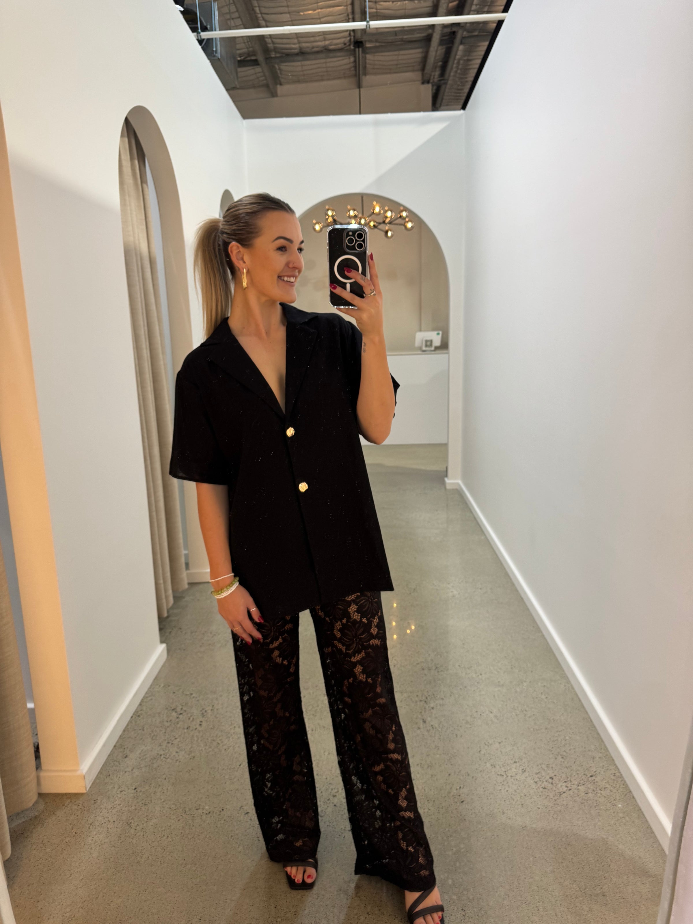 BY FRANKIE / BLACK LACE PANTS / 244-1