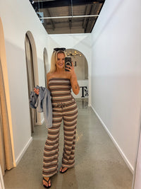 BY FRANKIE / CHOC - PEACH STRIPPED TOP / 853-1