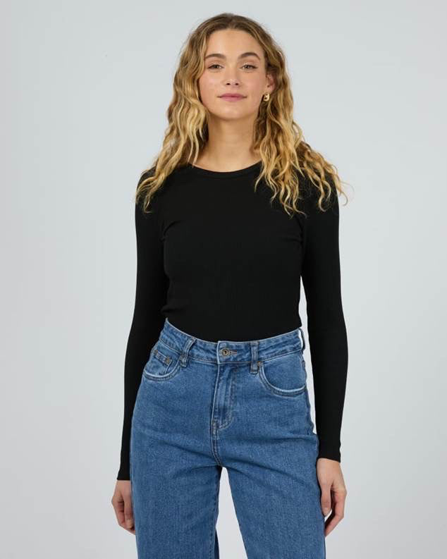 SILENT THEORY / RIB LS BLACK TEE / 60X5221