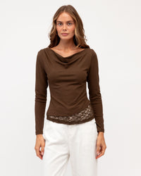PAPER HEART / CINDY ASYM TEE / CHOCOLATE / PH14082