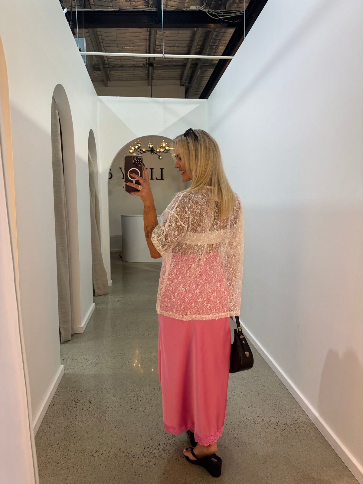 BY FRANKIE / WHITE LACED OVERSIZED SEQUIN TOP / 231-10