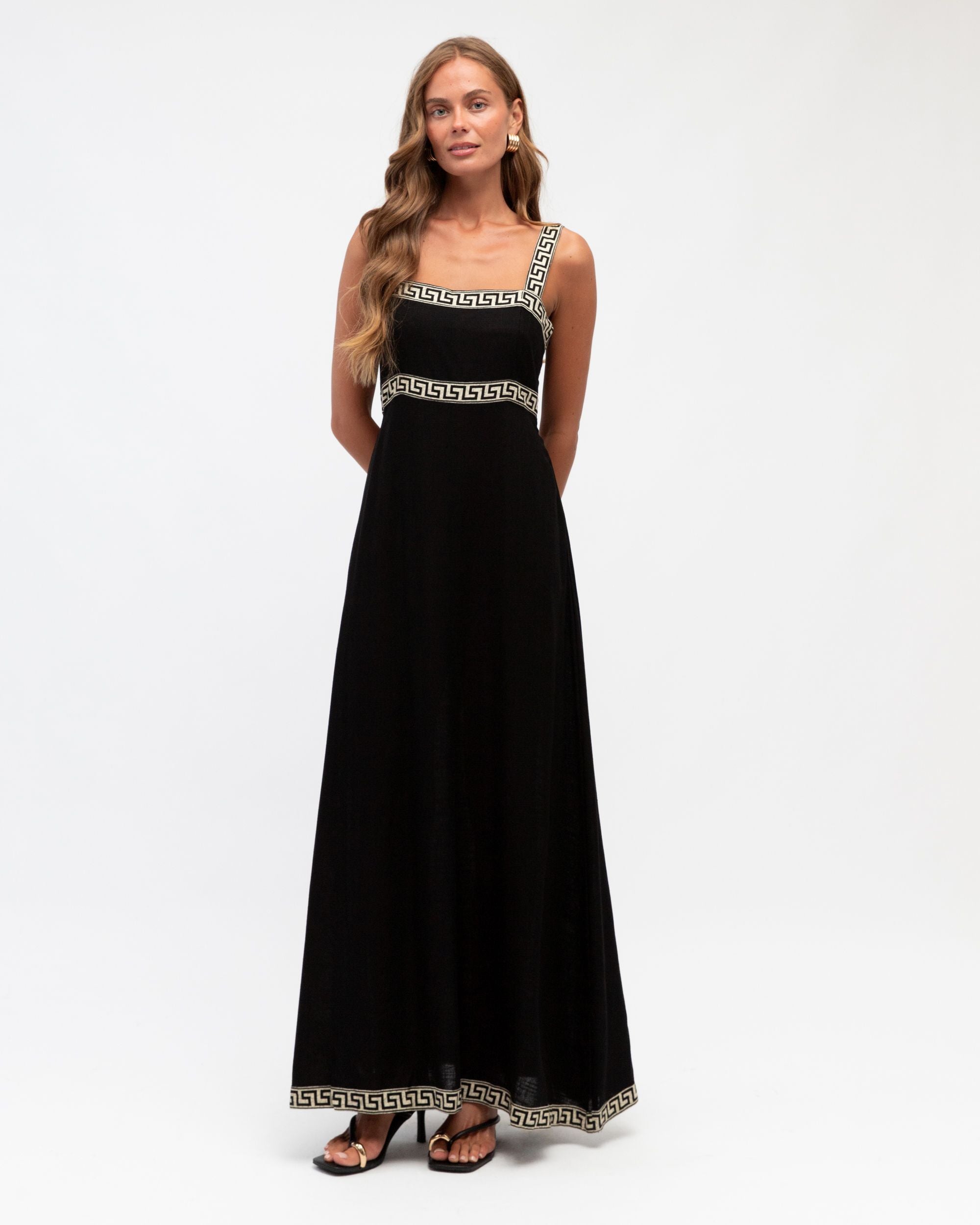 WHITE CLOSET / ATHENA MAXI DRESS / BLACK / TFE10853-2