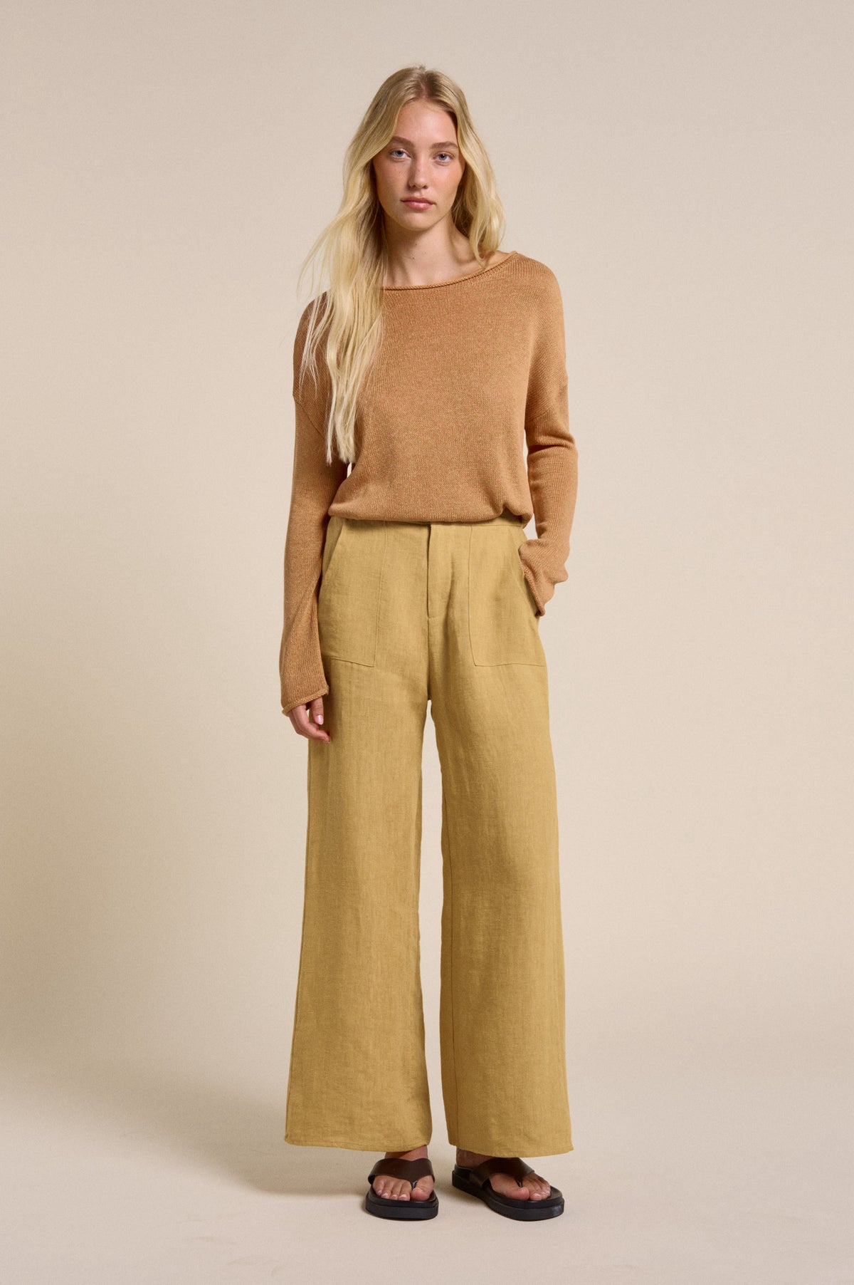 LITTLE LIES / JUDE LINEN PANT / MUSTARD R22062008