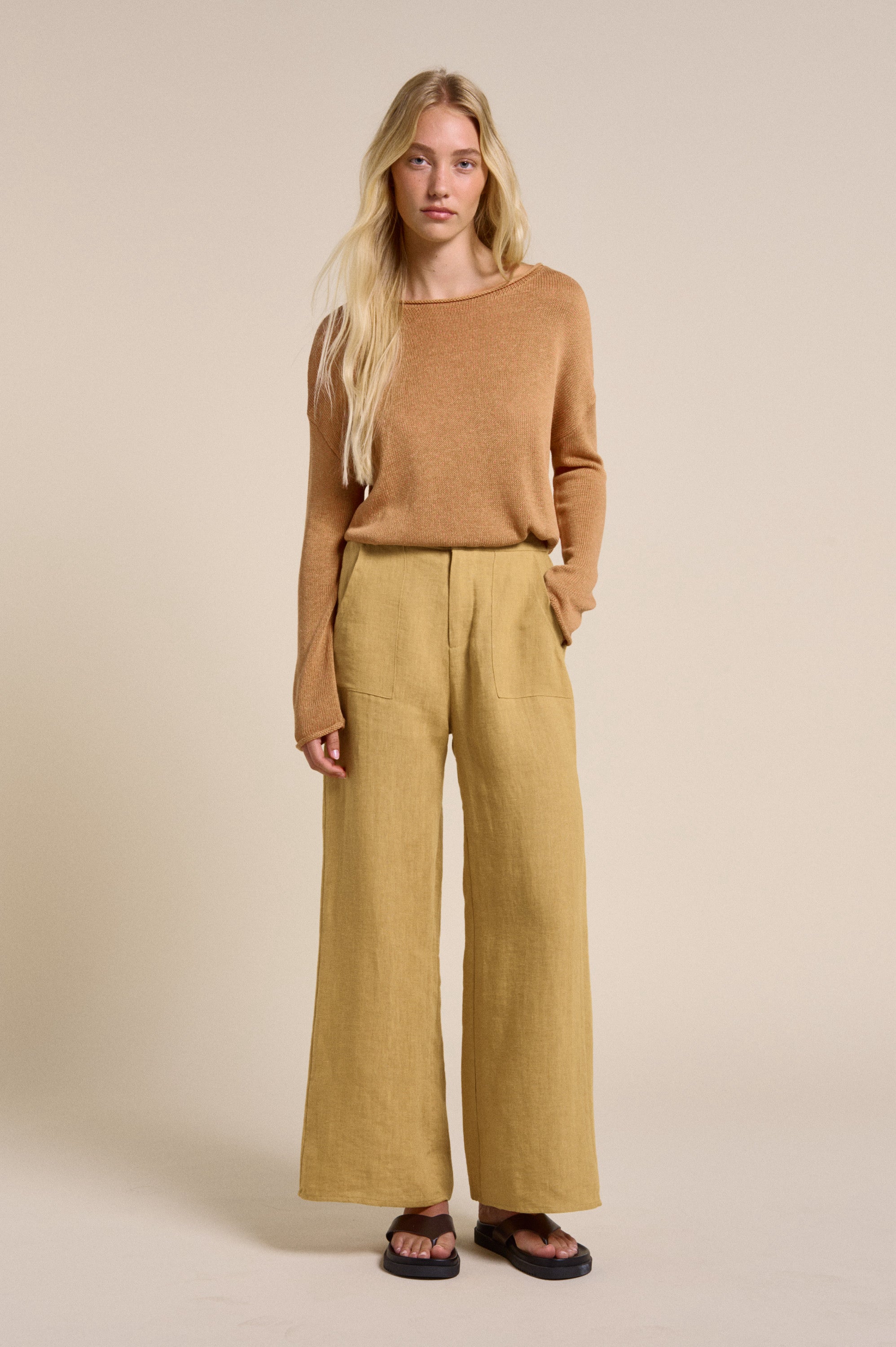 LITTLE LIES / JUDE LINEN PANT / MUSTARD R22062008