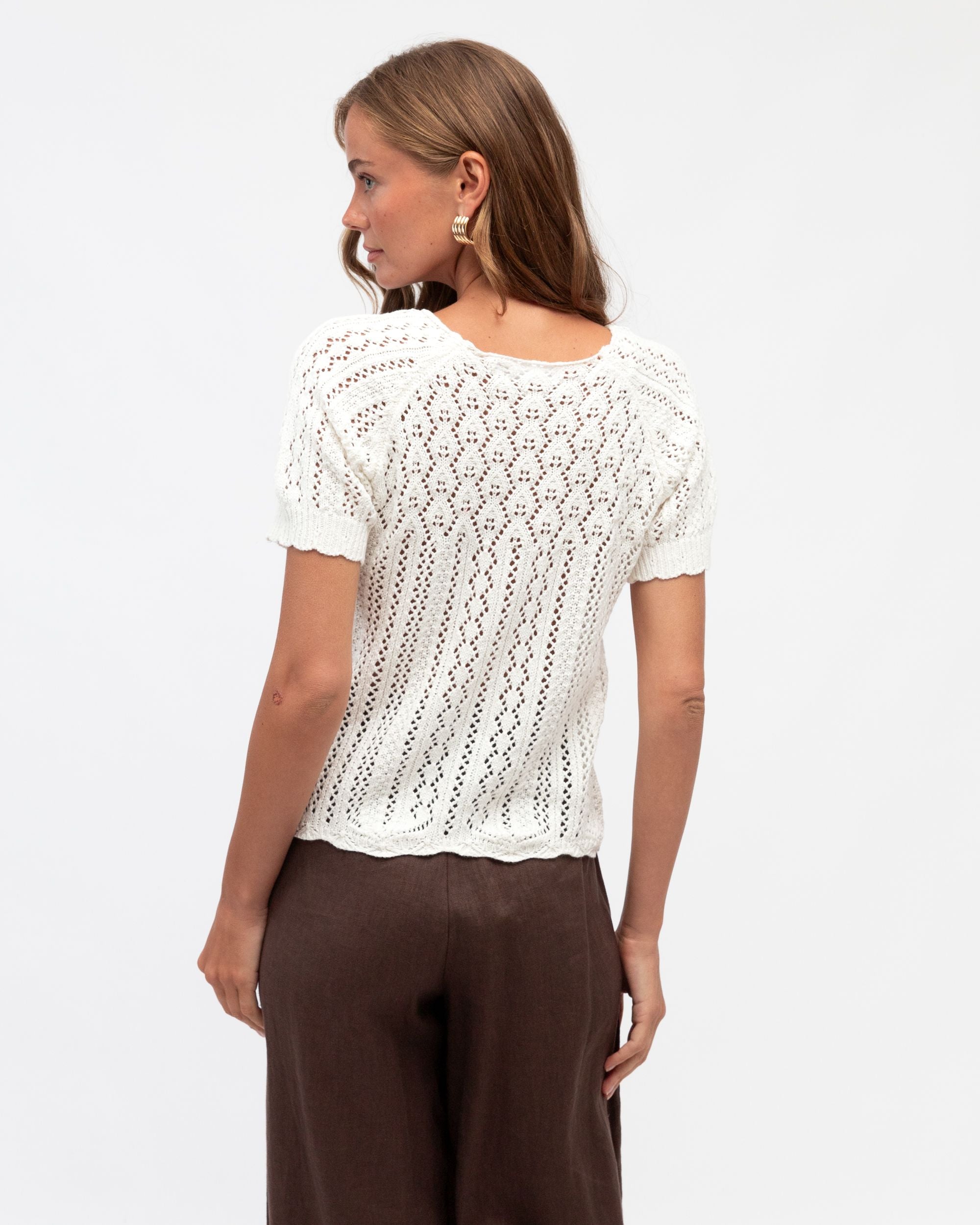 WHITE CLOSET / JASMINE CROCHET KNIT TEE / TF11215