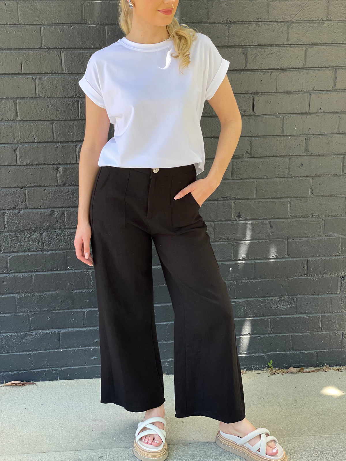 LITTLE LIES / JUDE LINEN PANTS / BLACK
