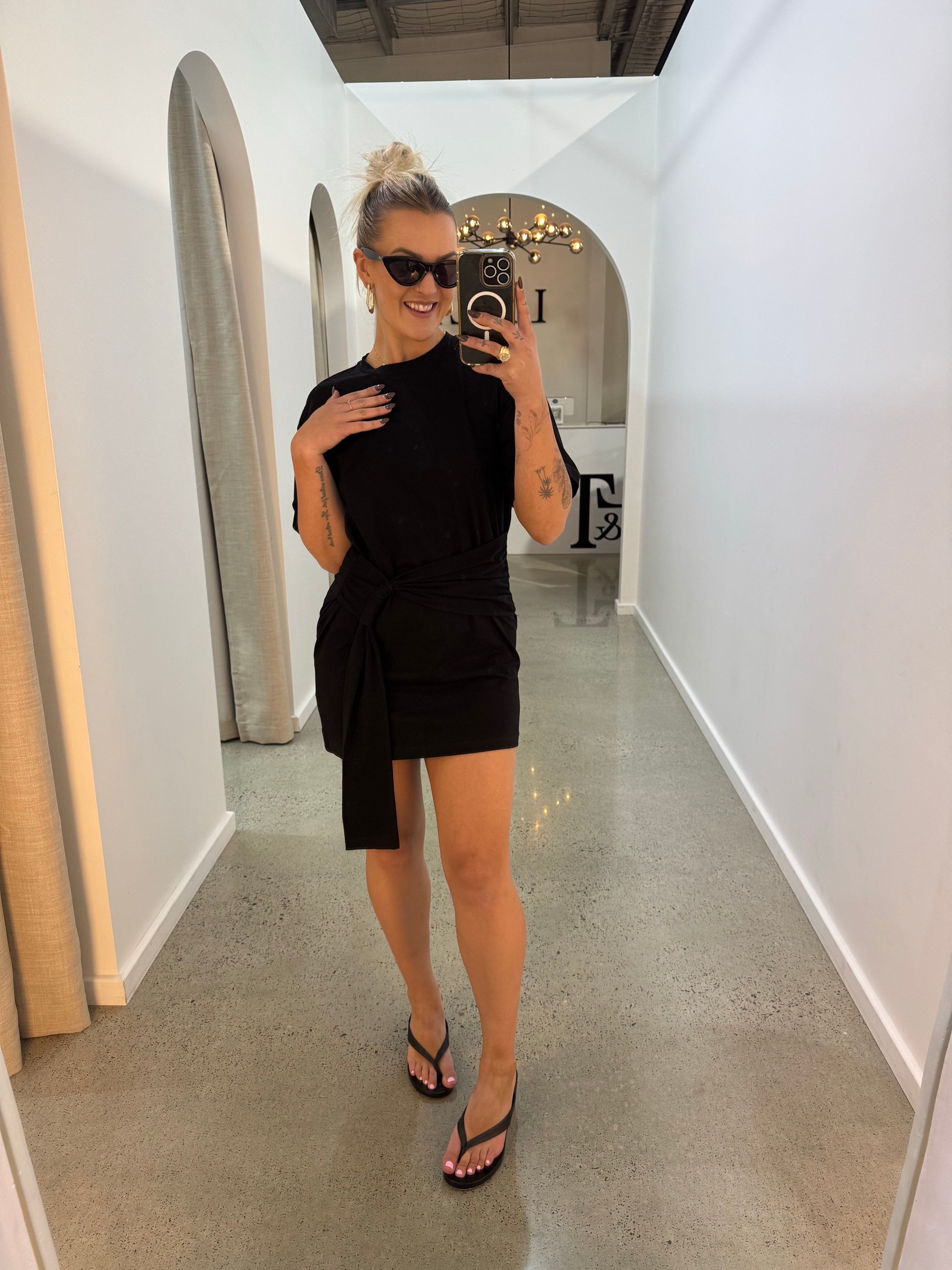 BY FRANKIE / BLACK T-SHIRT TIE DRESS / 202604