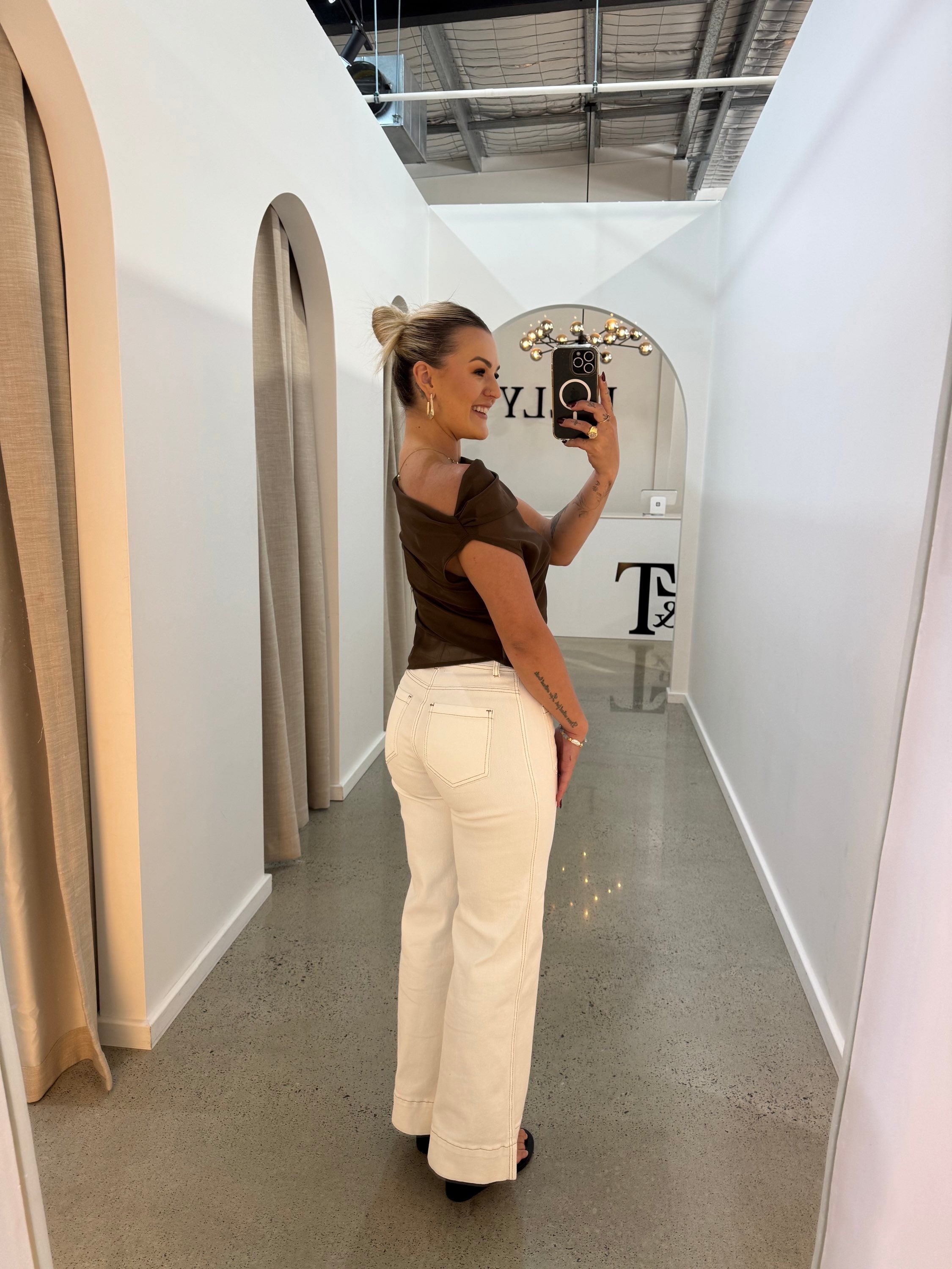 BY FRANKIE / CHOCOLATE SHEER OFF SHOULDER / 718-2