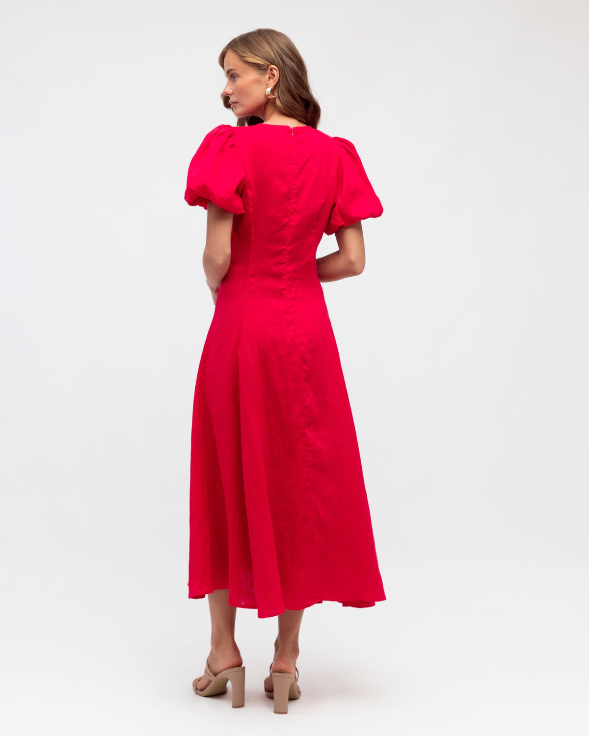 WHITE CLOSET / RED TWIST LINEN DRESS / TFL8545-27