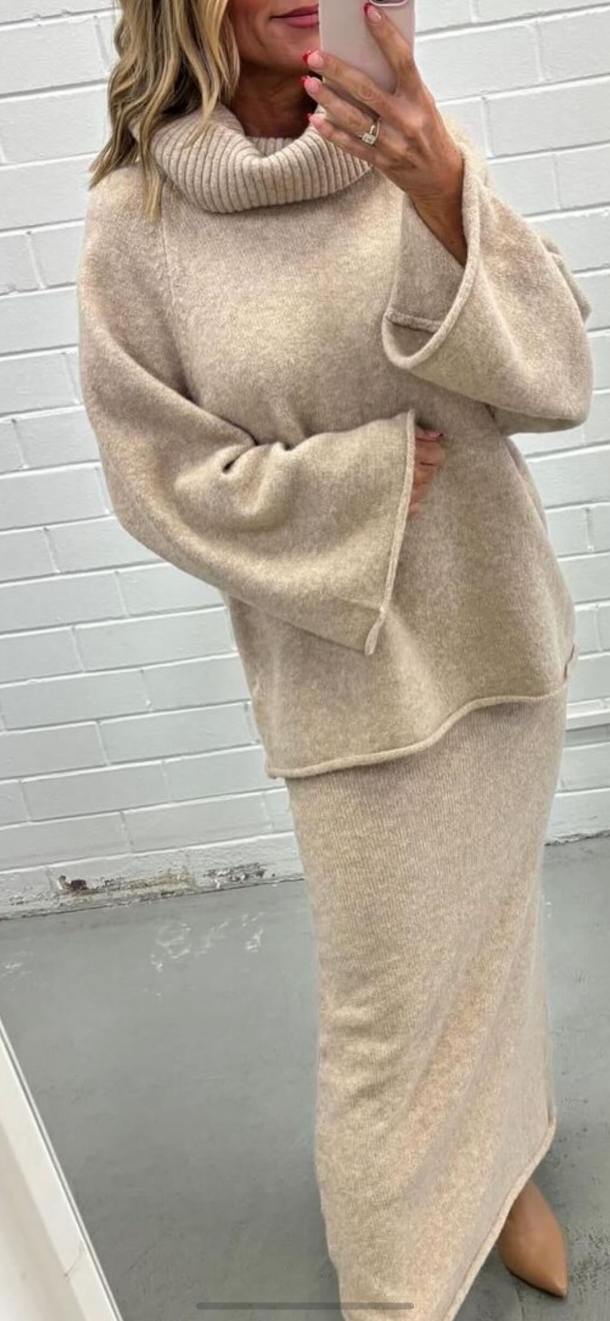 Mohair Knit Maxi Skirt - Oatmeal