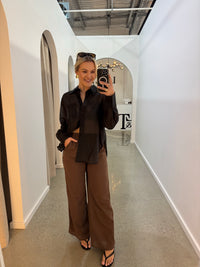 BY FRANKIE / CHOCOLATE- LEOPARD STRIPE PANTS / 987-3
