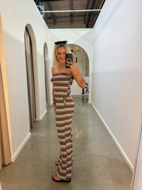 BY FRANKIE / CHOC - PEACH STRIPPED PANTS / 853-1
