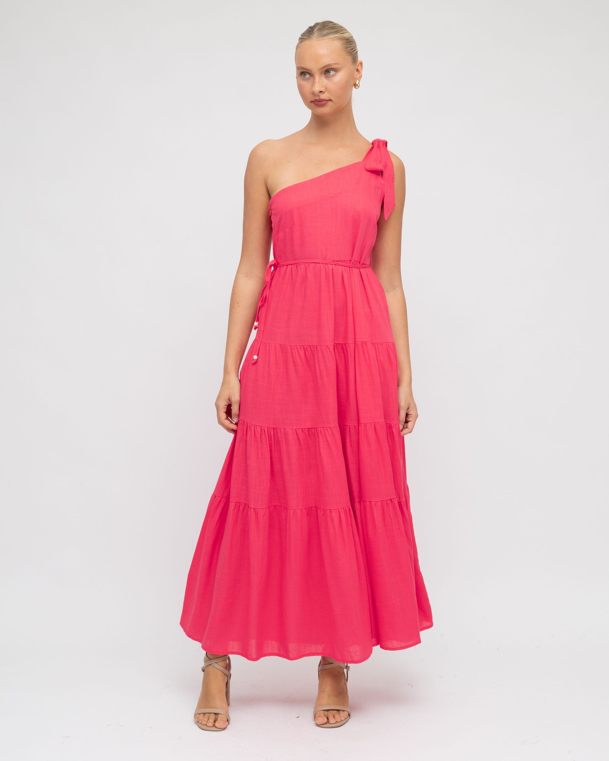 EBBY & I / ELLESMERE ONE SHOULDER DRESS / PINK