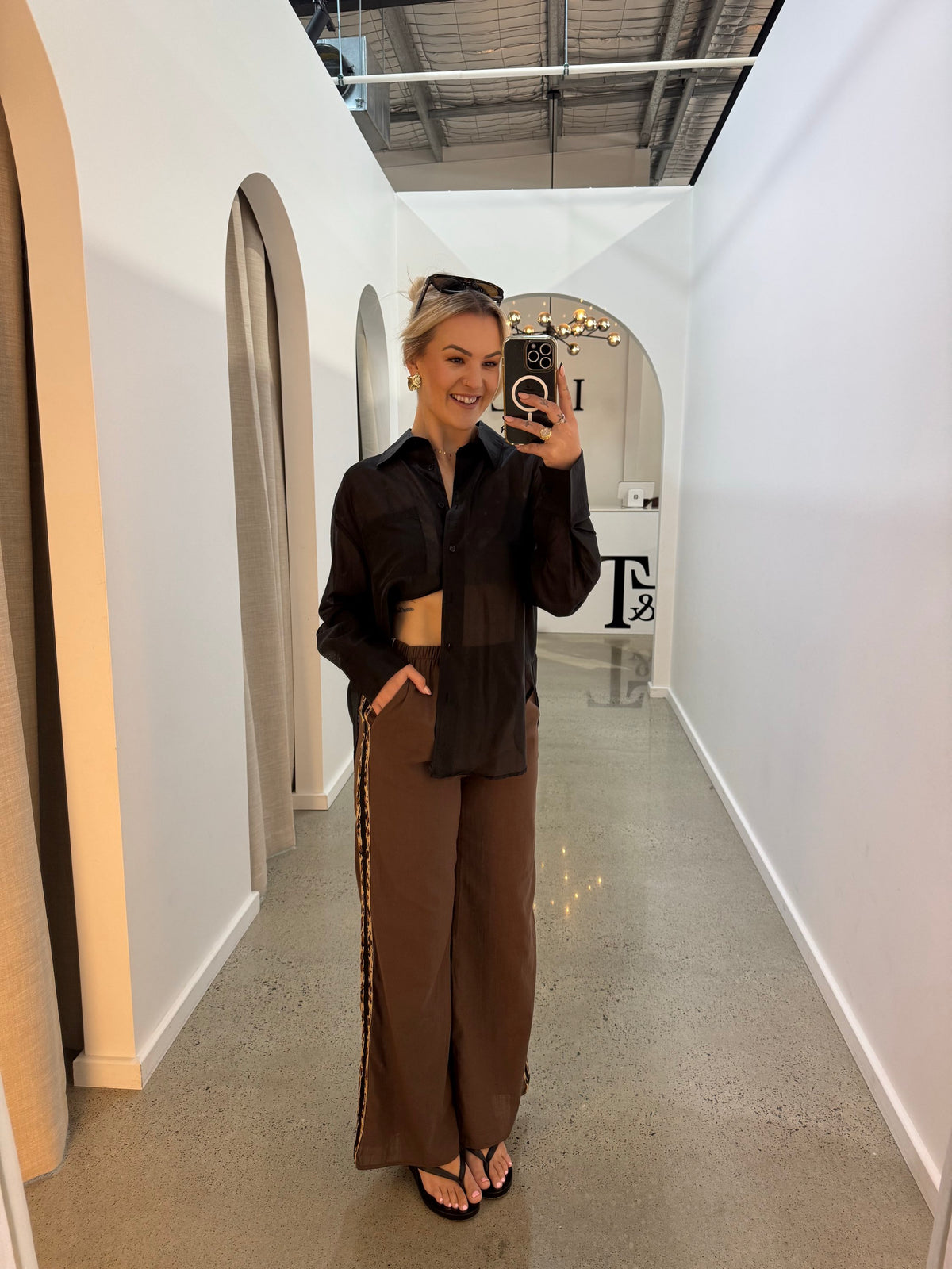 BY FRANKIE / CHOCOLATE- LEOPARD STRIPE PANTS / 987-3