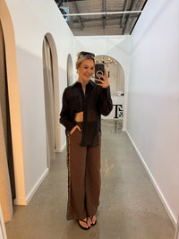BY FRANKIE / CHOCOLATE- LEOPARD STRIPE PANTS / 987-3