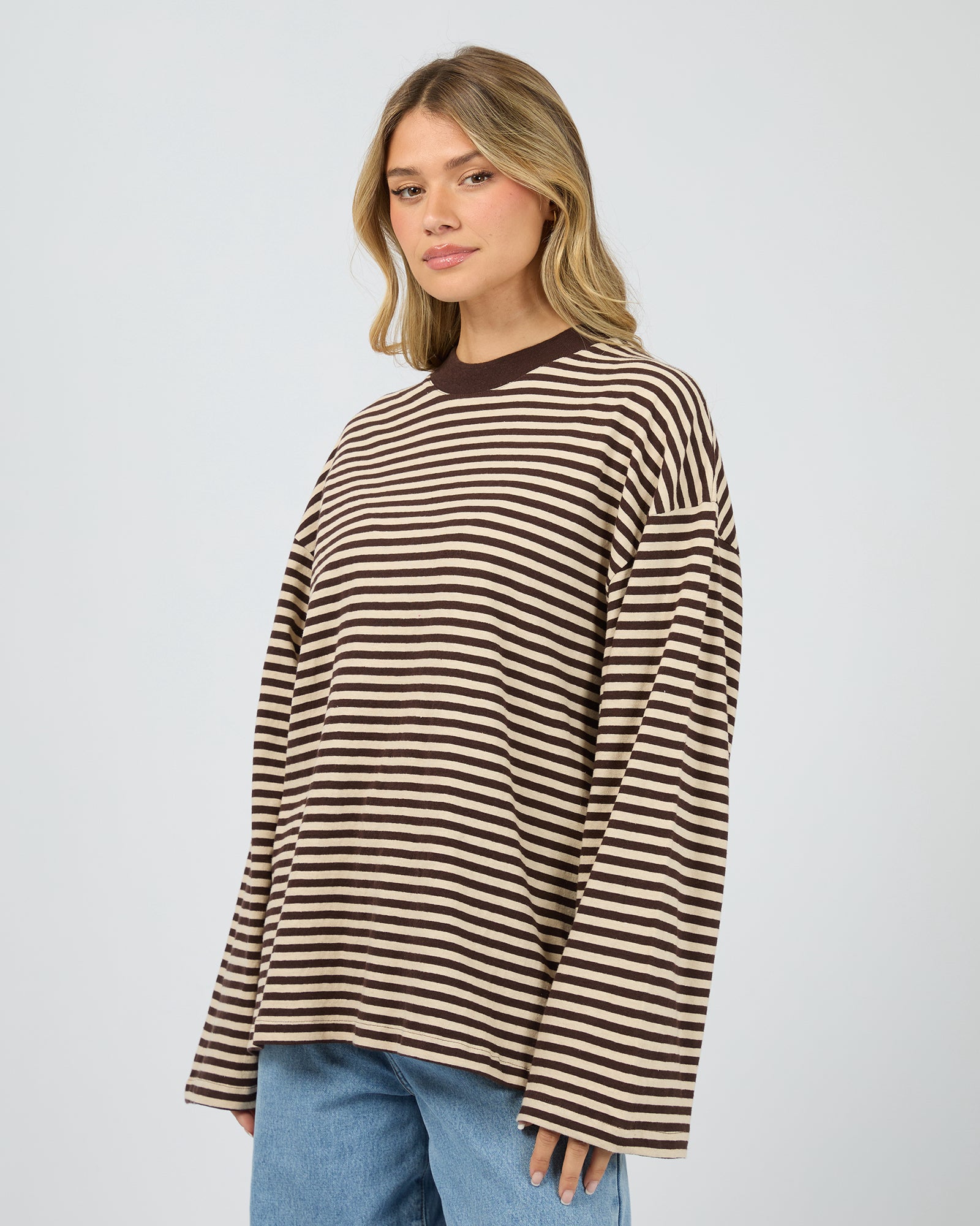 ALL ABOUT EVE / PALOMA LS STRIPE TEE / BROWN / 6479081