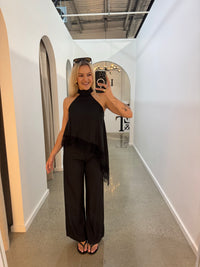 BY FRANKIE / BLACK CUPRO HALTER NECK TOP / 202613-1