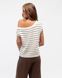 WHITE CLOSET / STRIPPED OUT ONE SHOULDER TOP / TF11513