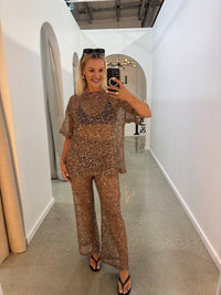 BY FRANKIE / SEQUINS OVERSIZED KNIT TOP / CHOCOLATE / 231