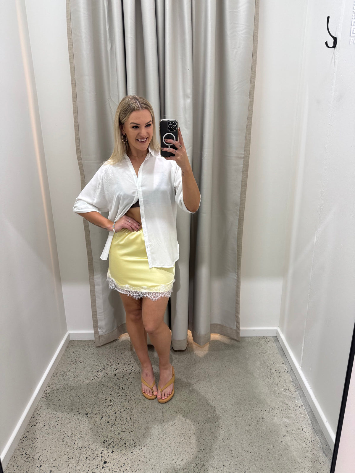 BY FRANKIE / LEMON CUPRO WHITE LACE TRIM SKIRT / 48-2