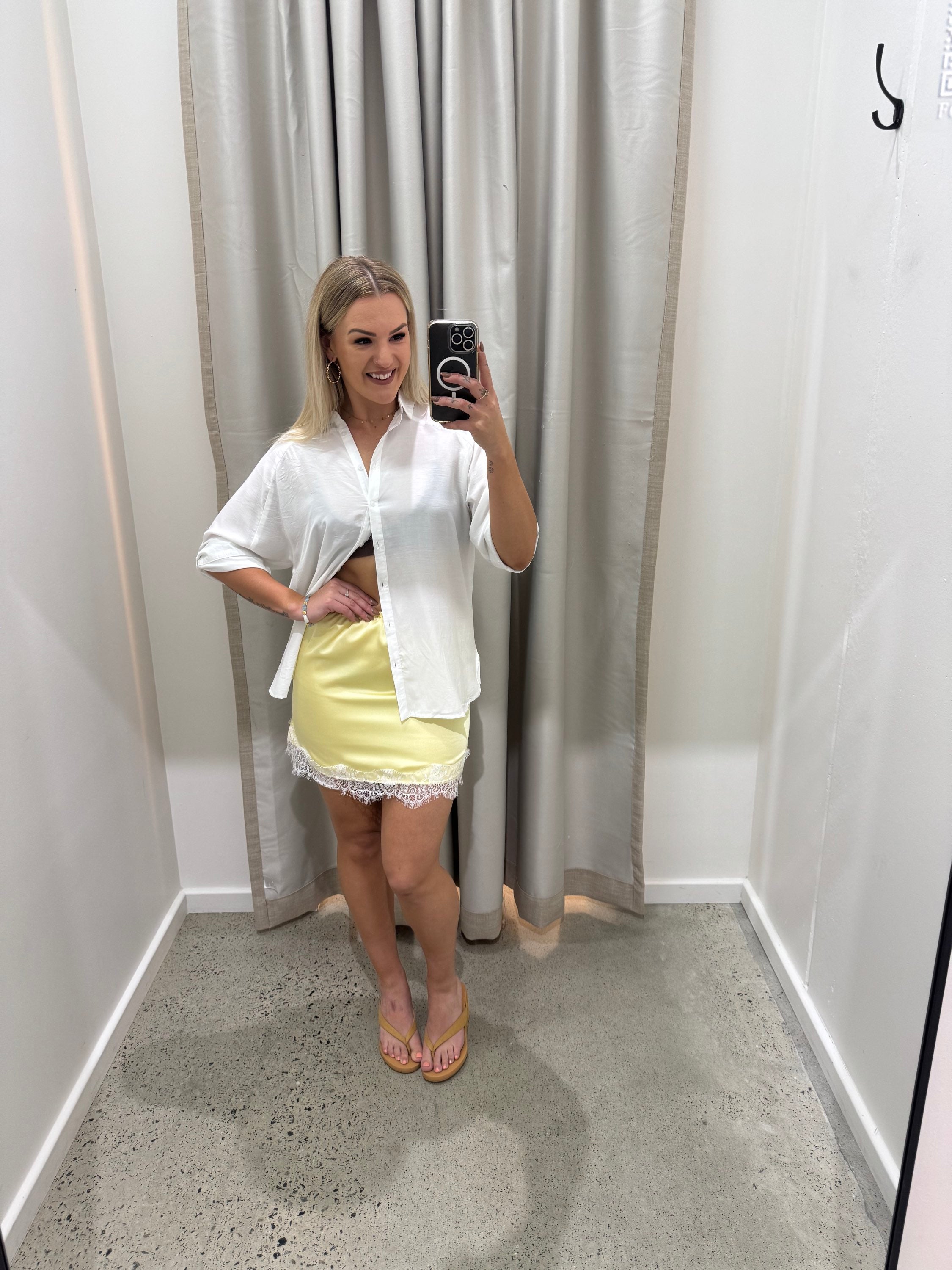 BY FRANKIE / LEMON CUPRO WHITE LACE TRIM SKIRT / 48-2