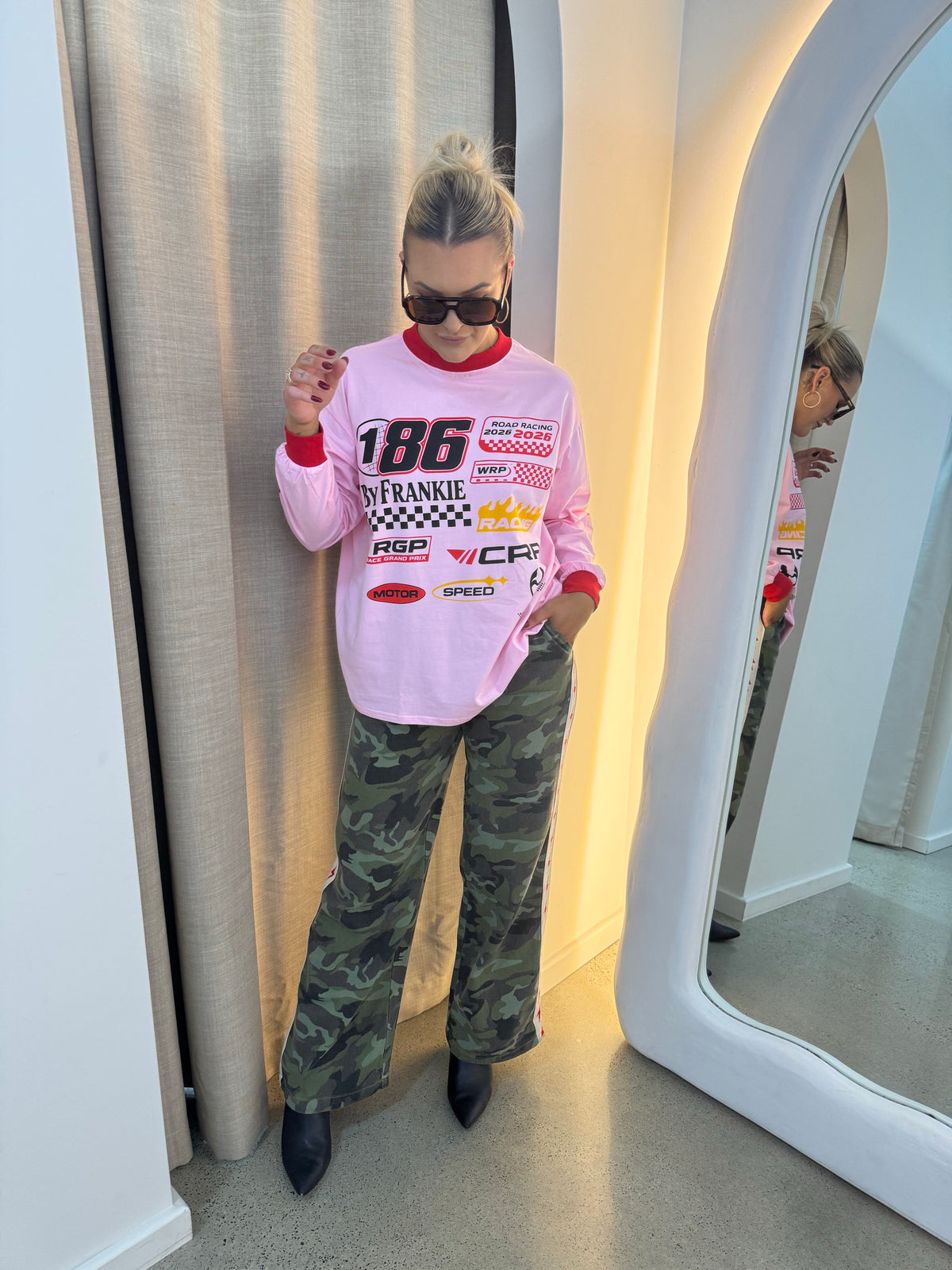 BY FRANKIE / PINK MOTO LS TEE / 789-3