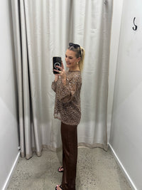 BY FRANKIE / MOCHA L/S SEQUINS TOP / 837-1