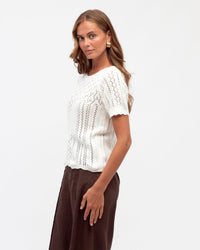 WHITE CLOSET / JASMINE CROCHET KNIT TEE / TF11215