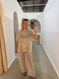 BY FRANKIE / SEQUINS KNIT PANT / BEIGE / 694-1