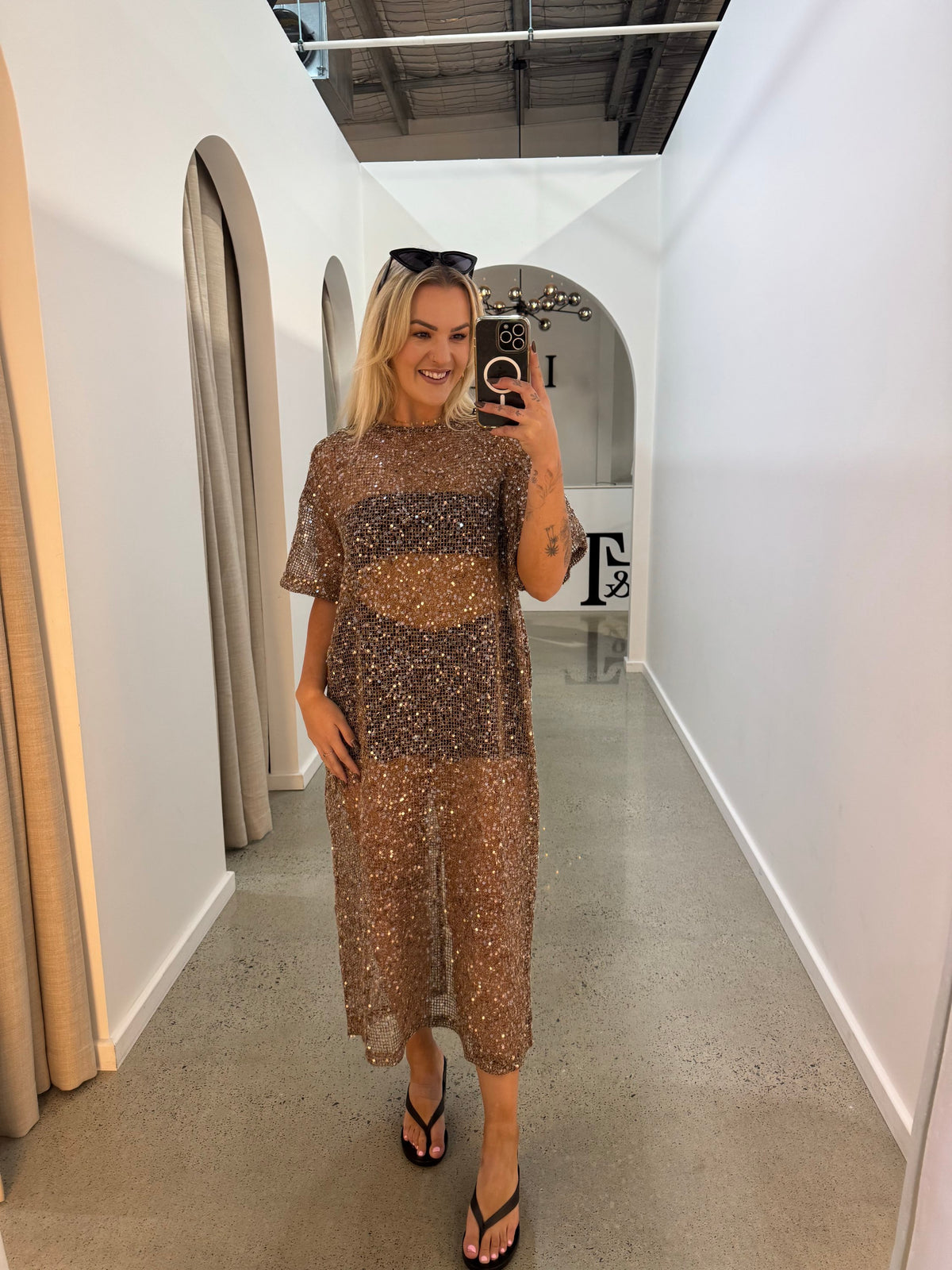 BY FRANKIE / MOCHA SEQUIN DRESS / 699-1