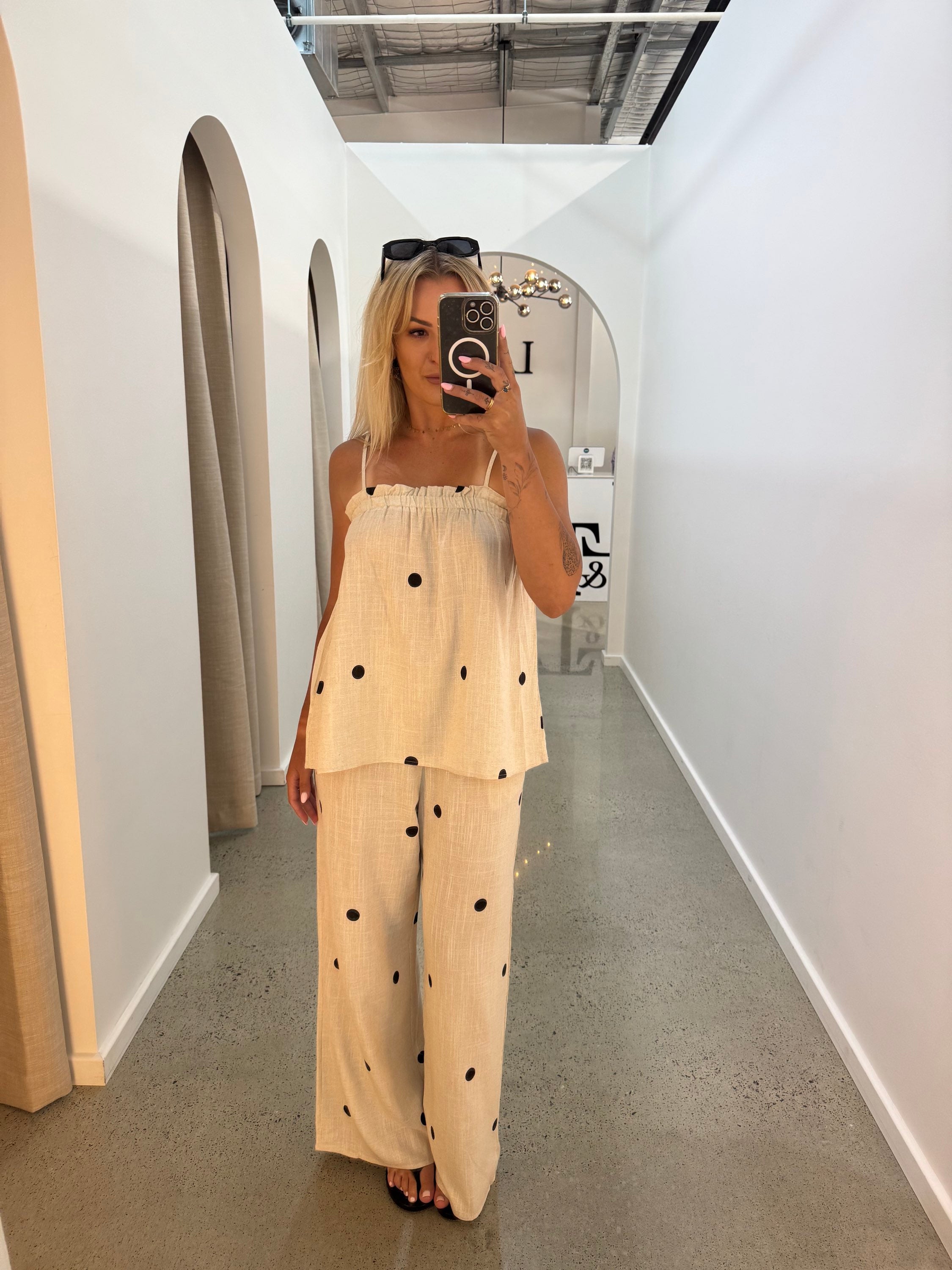 BY FRANKIE / OATMEAL POLKA TOP / 575-2