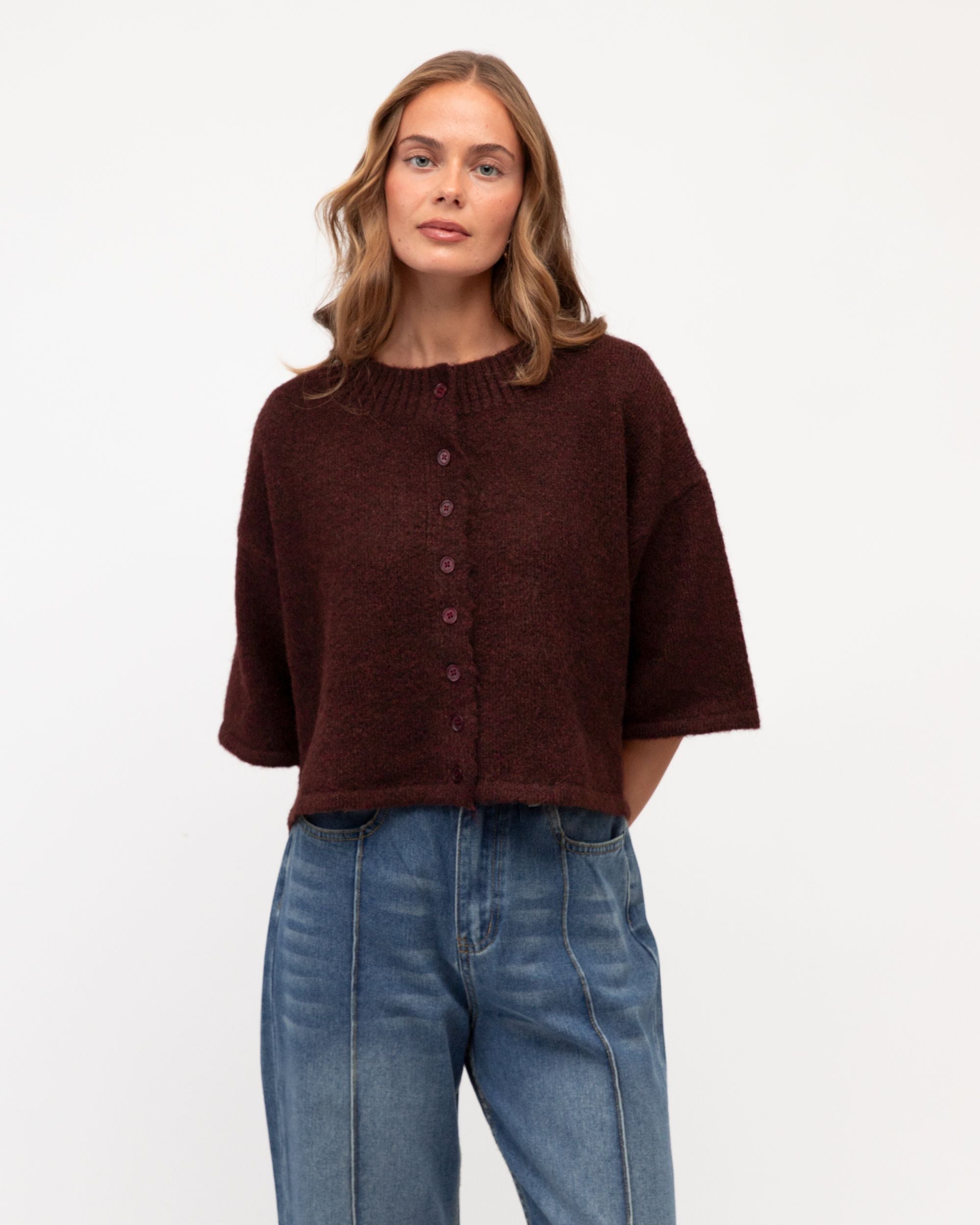 PAPER HEART / SIMONE CARDIGAN / MERLOT / PH12130